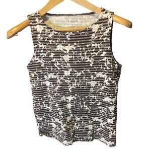 Talbots Black Brown Striped Design Sleeveless Tank Top Sz SP